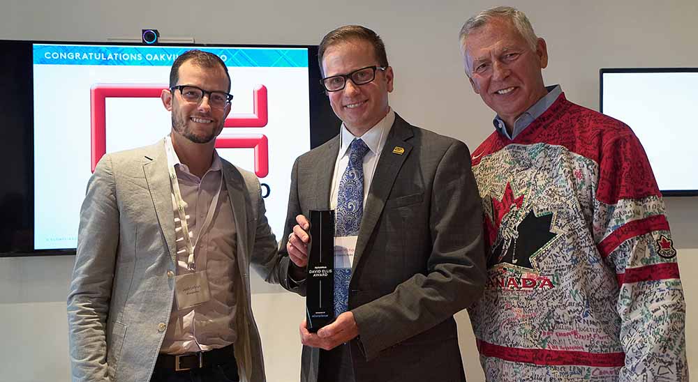 From left to right: Josh LeBrun, President and COO, eCompliance; Peter Michaud, Director of Health, Safety and Environment, Oakville Hydro; Rob Ellis, President, MySafeWork 