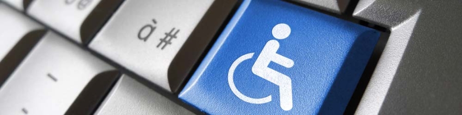 Keyboard with wheelchair accessibility button.