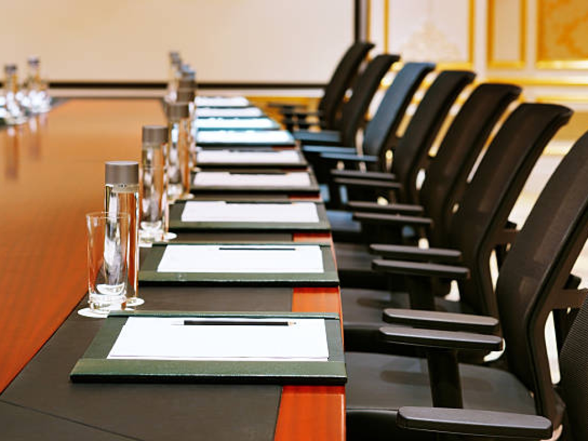 Board room table and chairs